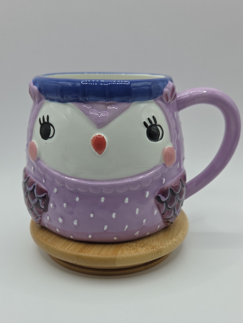 Sur La Table Lavender Owl Ceramic Mug 3D Effecr